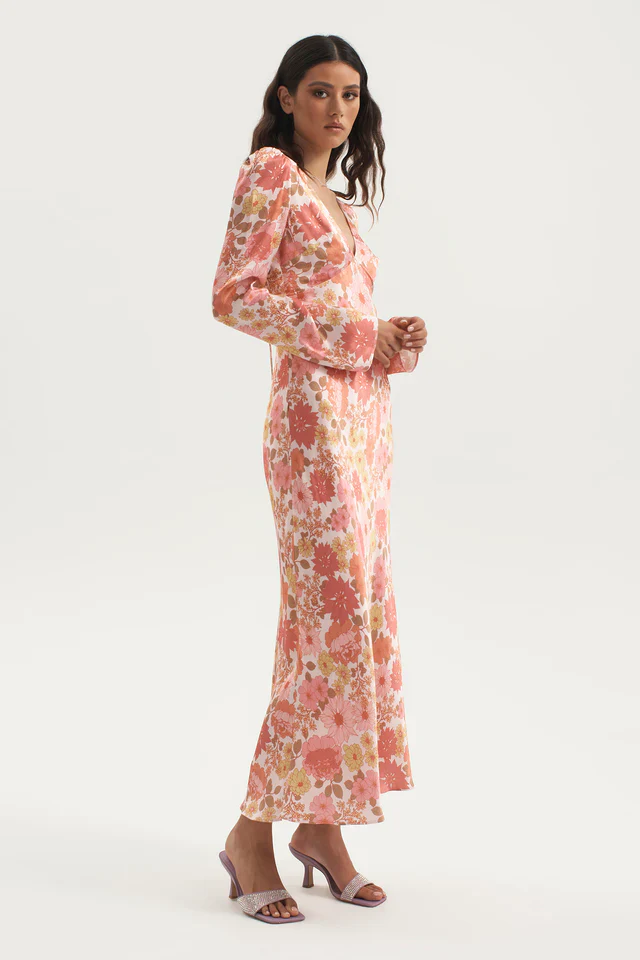OWNLEY - Zaliah Bias Backless Midi Dress (Pink Floral) - Image 5