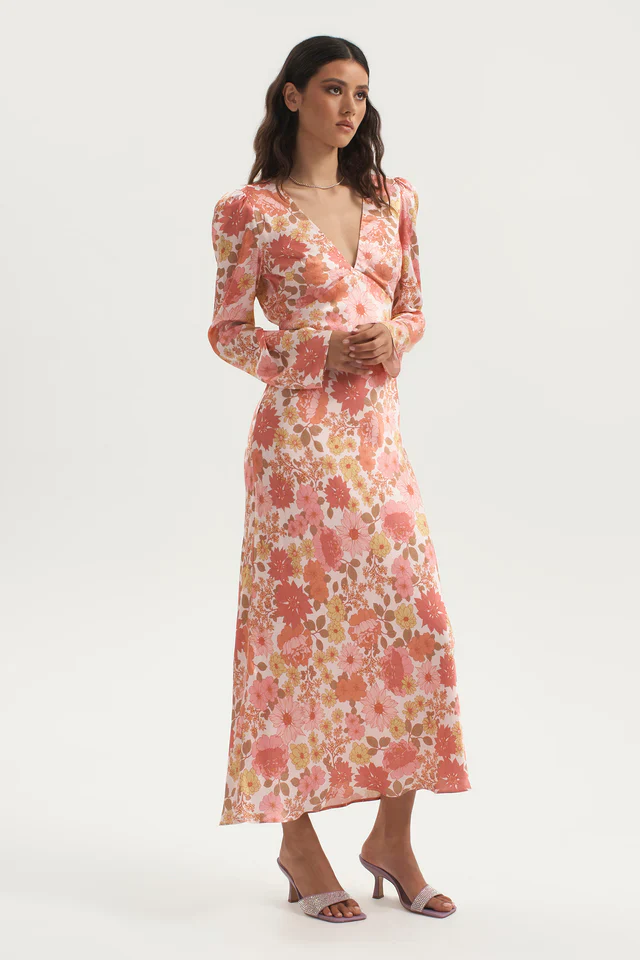 OWNLEY - Zaliah Bias Backless Midi Dress (Pink Floral) - Image 6