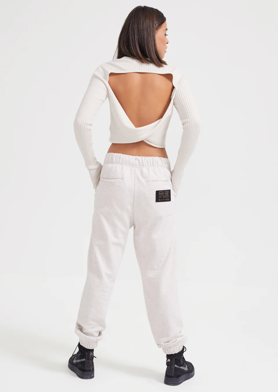 P.E NATION - Box Out LS Knit Top (Grey Marl) - Image 3