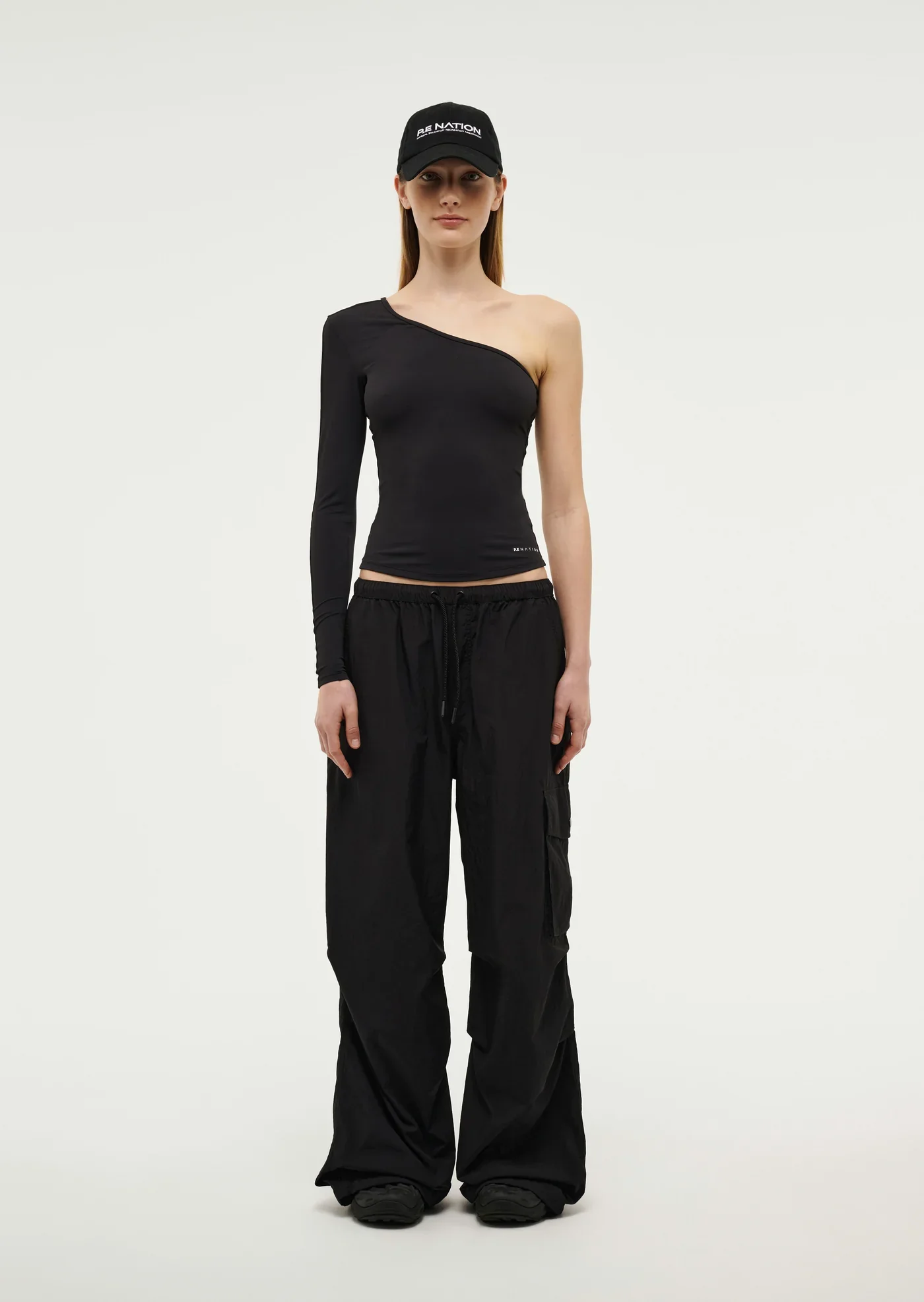 PE NATION - FOUNDATION ASYMMETRIC LONG SLEEVE TOP (BLACK) - Image 6
