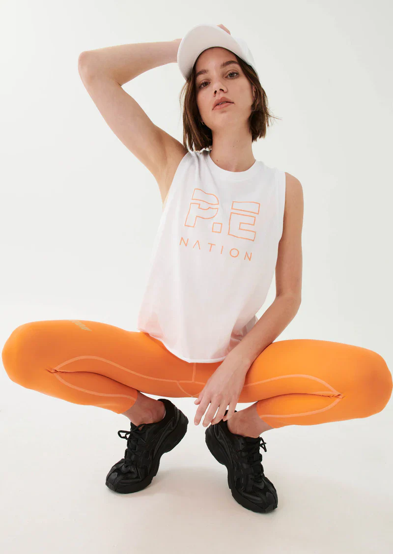 PE NATION - Shuffle Tank (White With Orange) - Image 2