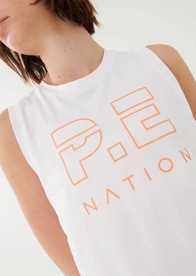 PE NATION - Shuffle Tank (White With Orange) - Image 3