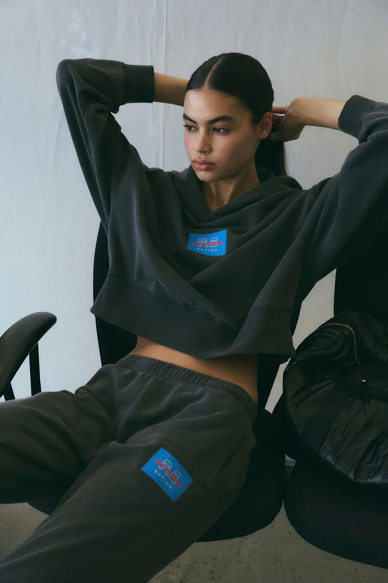 PE NATION - TRIFECTA HOODIE (WASHED BLACK) - Image 7