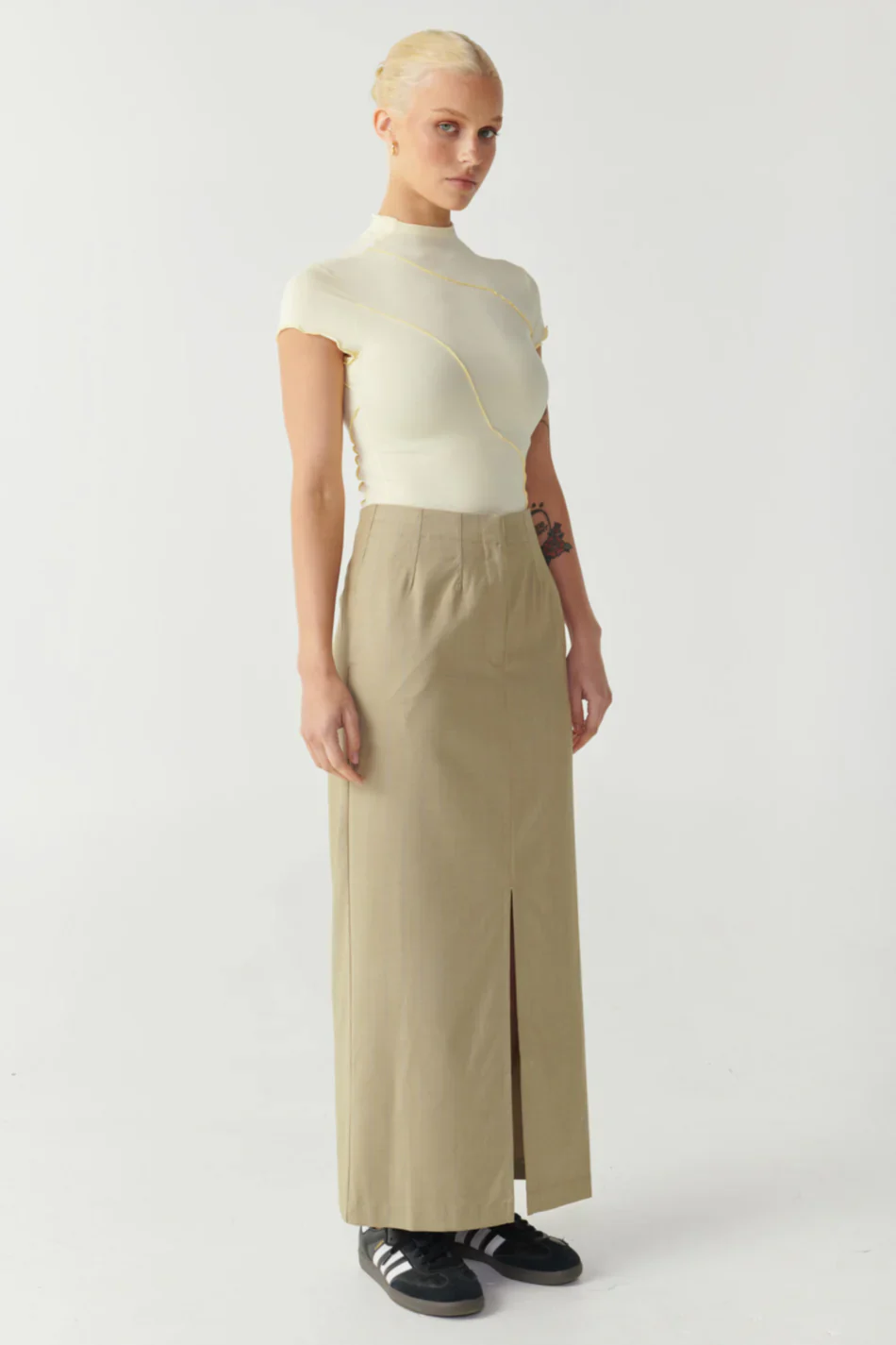 RAEF THE LABEL - LANEY PANELLED SHORT SLEEVE TOP (BUTTER) - Image 3