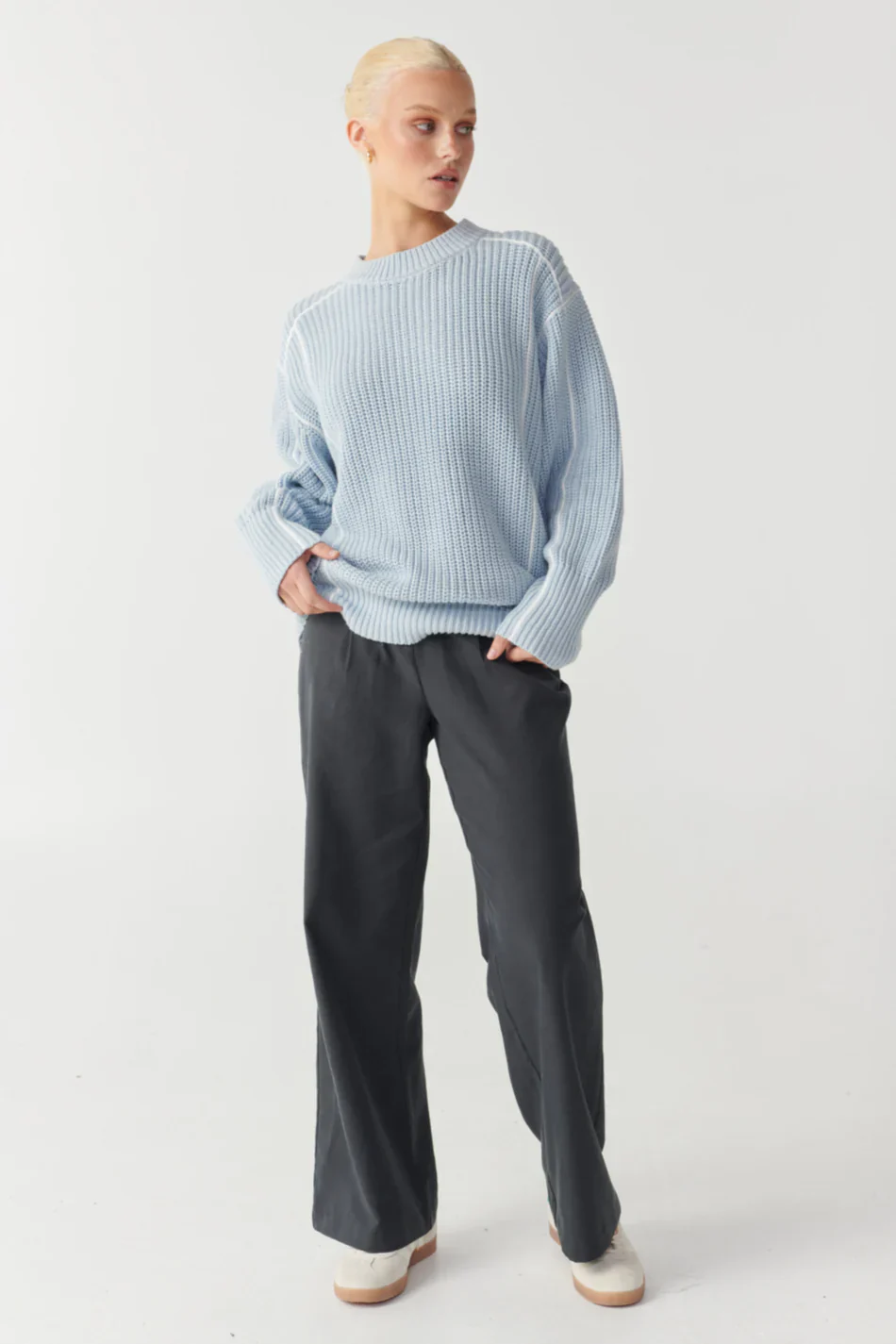RAEF THE LABEL - MYLAH OVERSIZED CREW KNIT (SKY) - Image 3