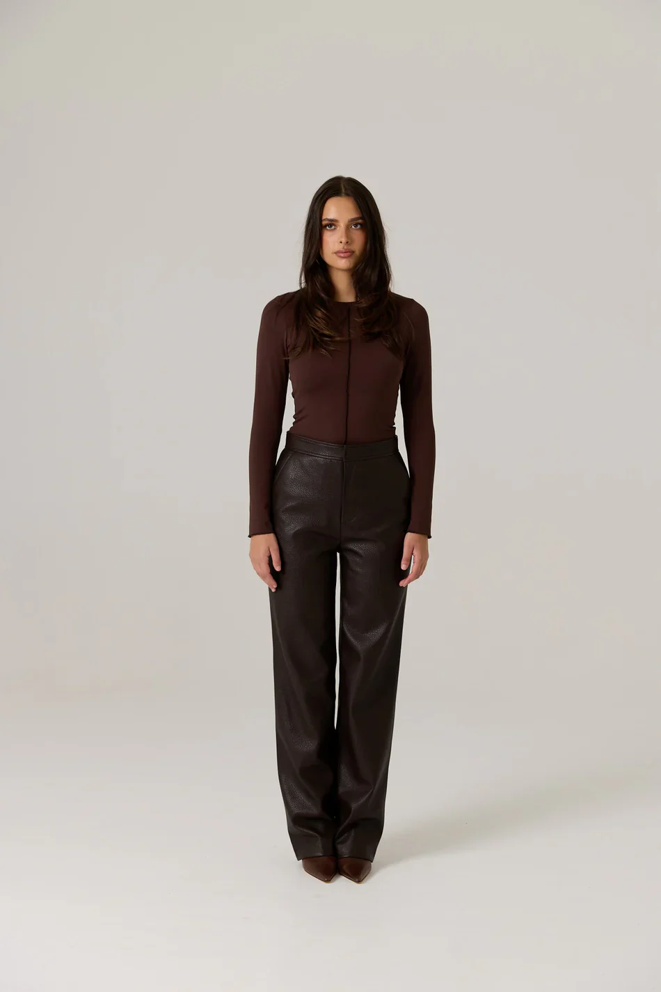 RAEF THE LABEL - WINNIE VEGAN LEATHER PANT (DARK TRUFFLE) - Image 6