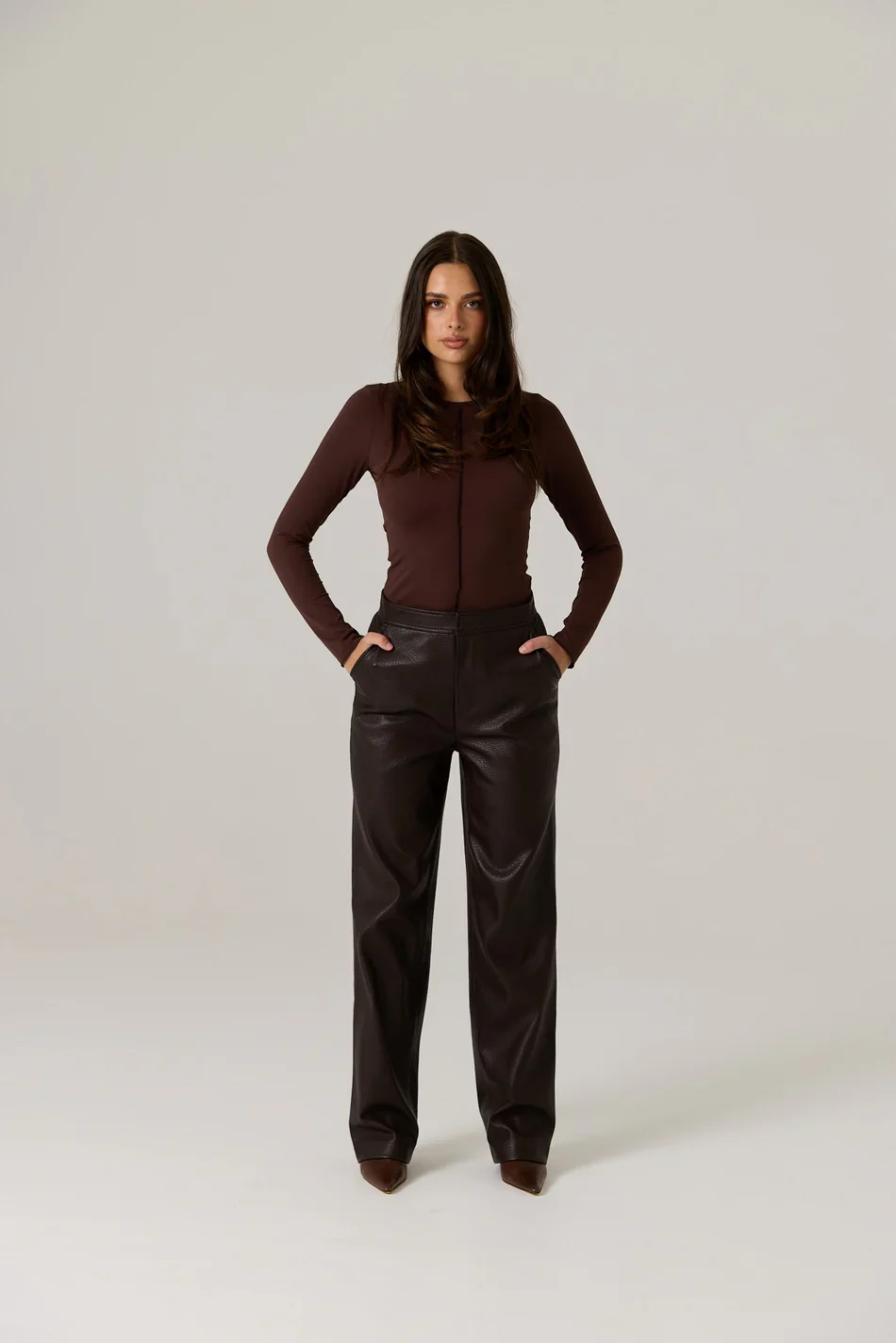 RAEF THE LABEL - WINNIE VEGAN LEATHER PANT (DARK TRUFFLE) - Image 7