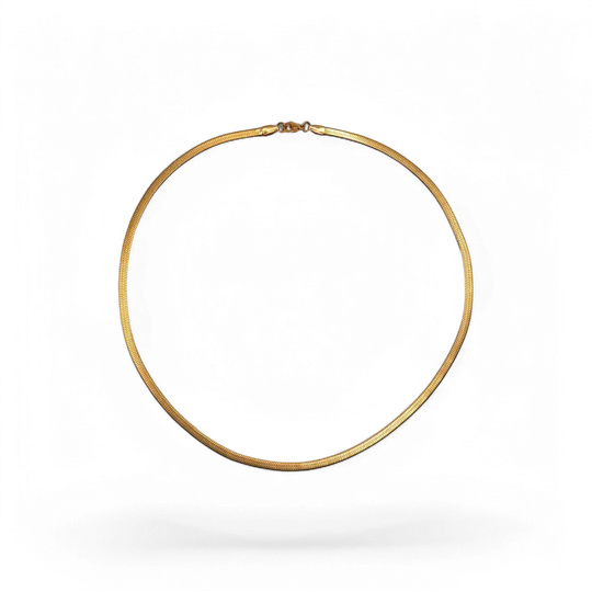 RICHÉ PARIS FEMME - HERRINGBONE GOLD NECKLACE 4MM - Image 4