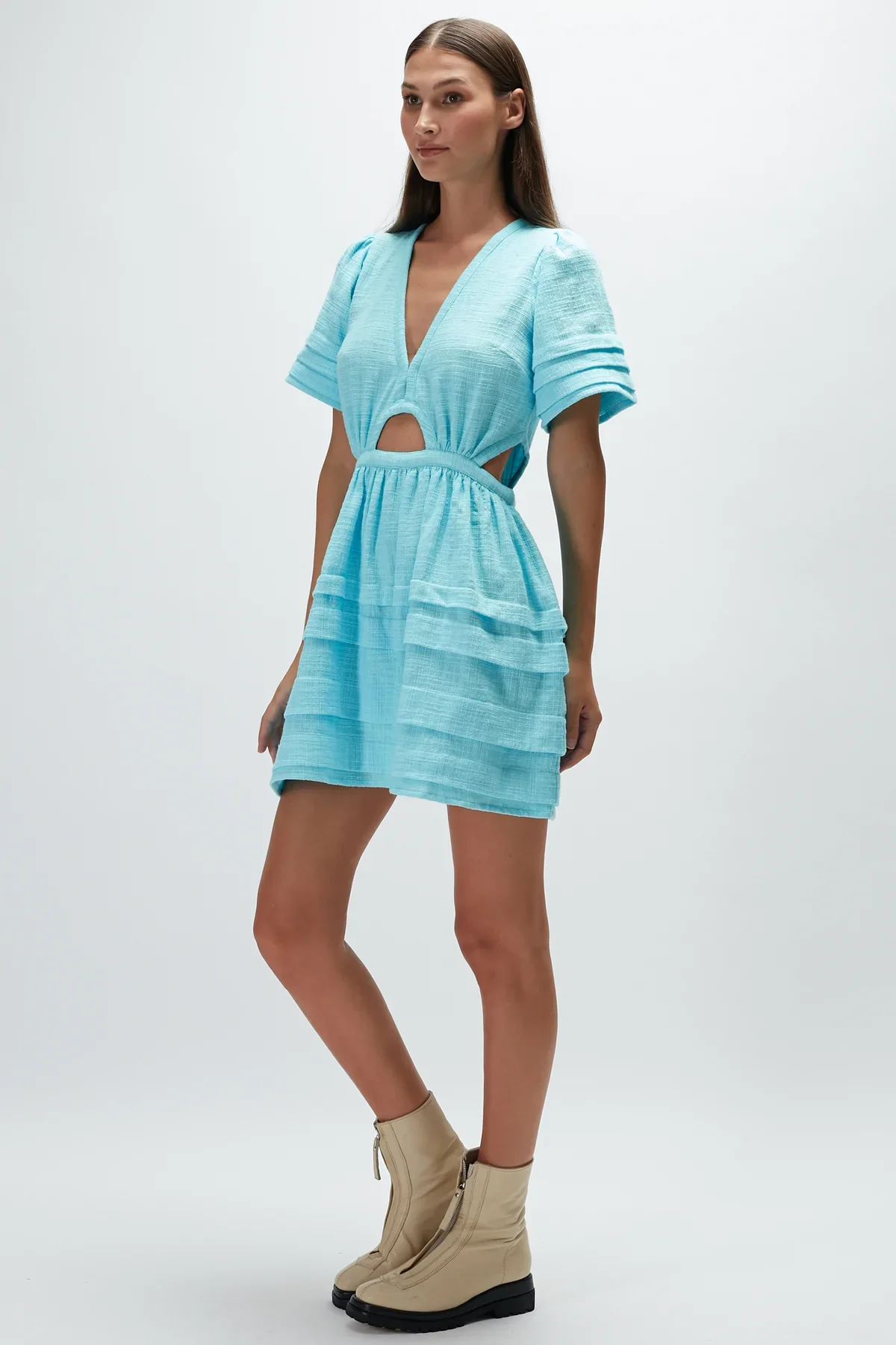 RUE STIIC - Julie Mini Dress (Aqua) - Image 3