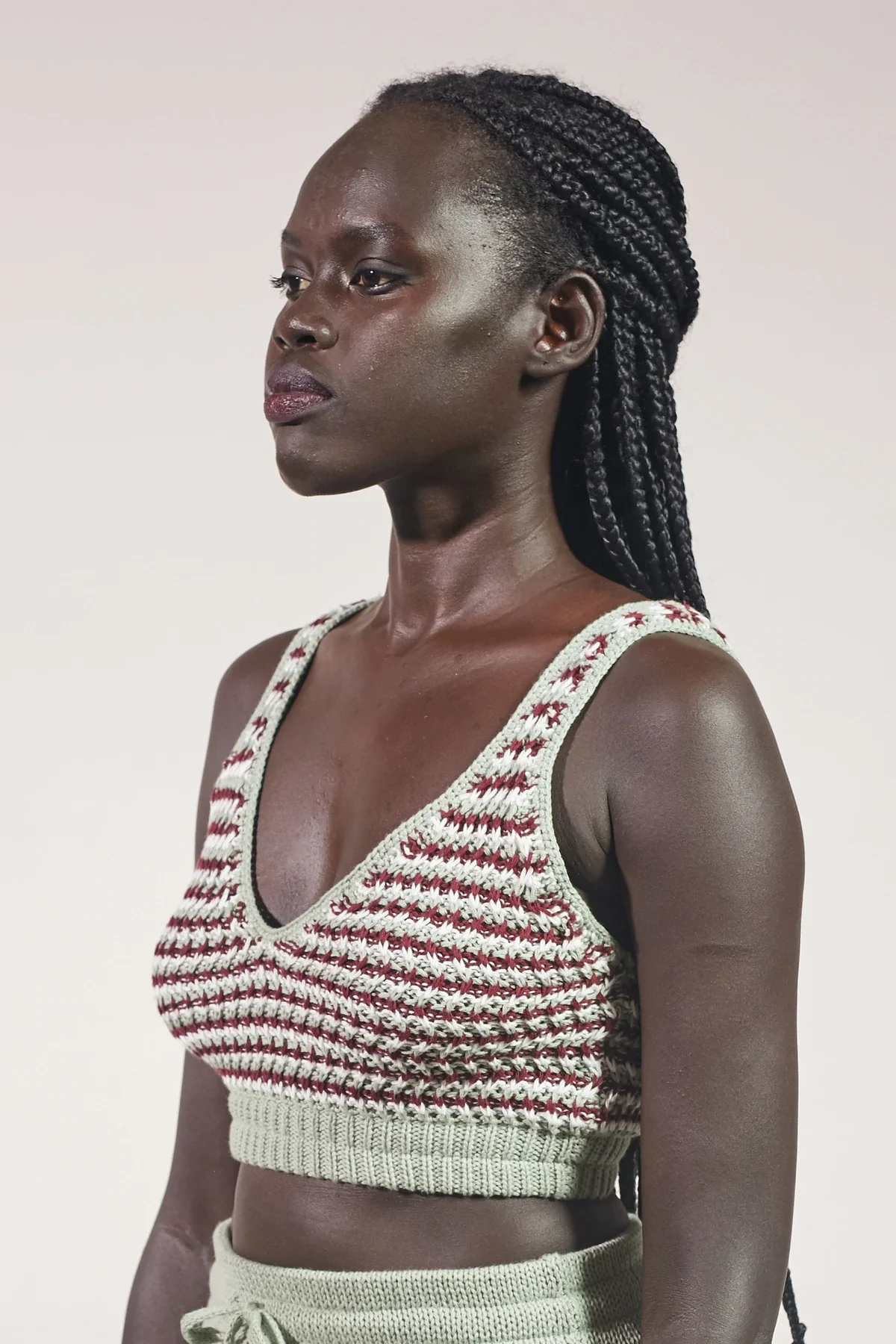 RUE STIIC- Mabel Bra Top (Sage / Maroon White Stripe) - Image 4