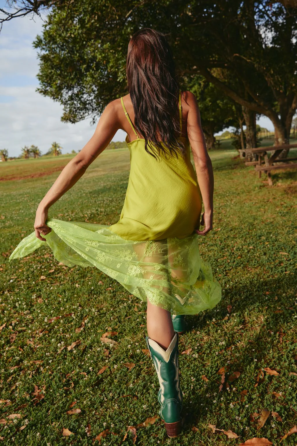 SABBI - THE LACE DRESS MAXI DRESS (CHARTREUSE) - Image 4