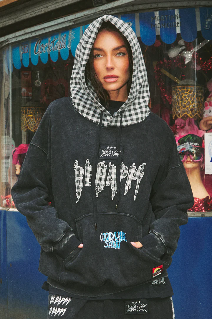 SABBI - THE BE HAPPY GINGHAM HOODIE