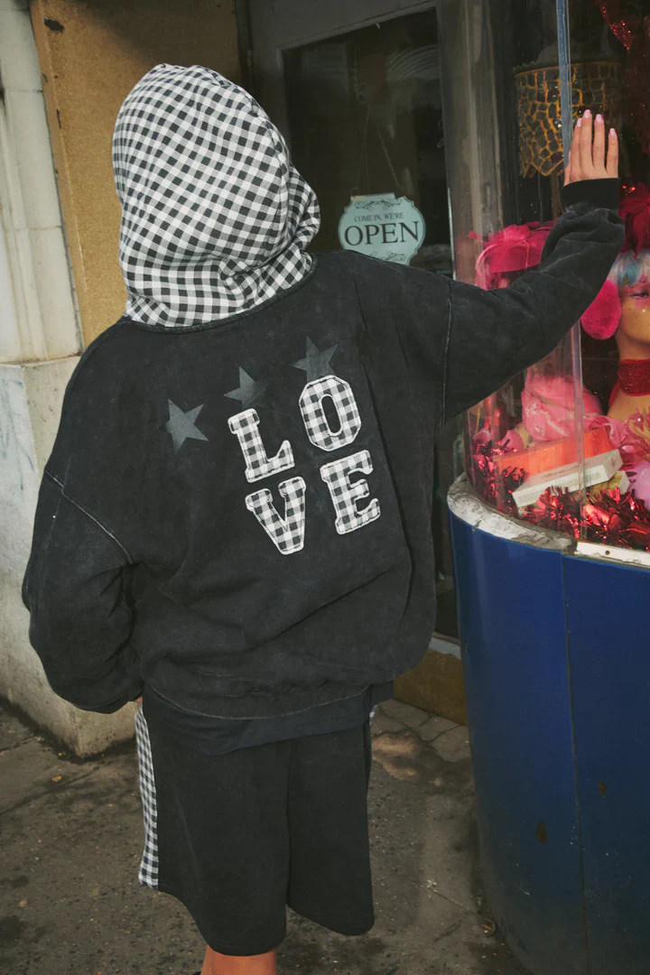 SABBI - THE BE HAPPY GINGHAM HOODIE - Image 2