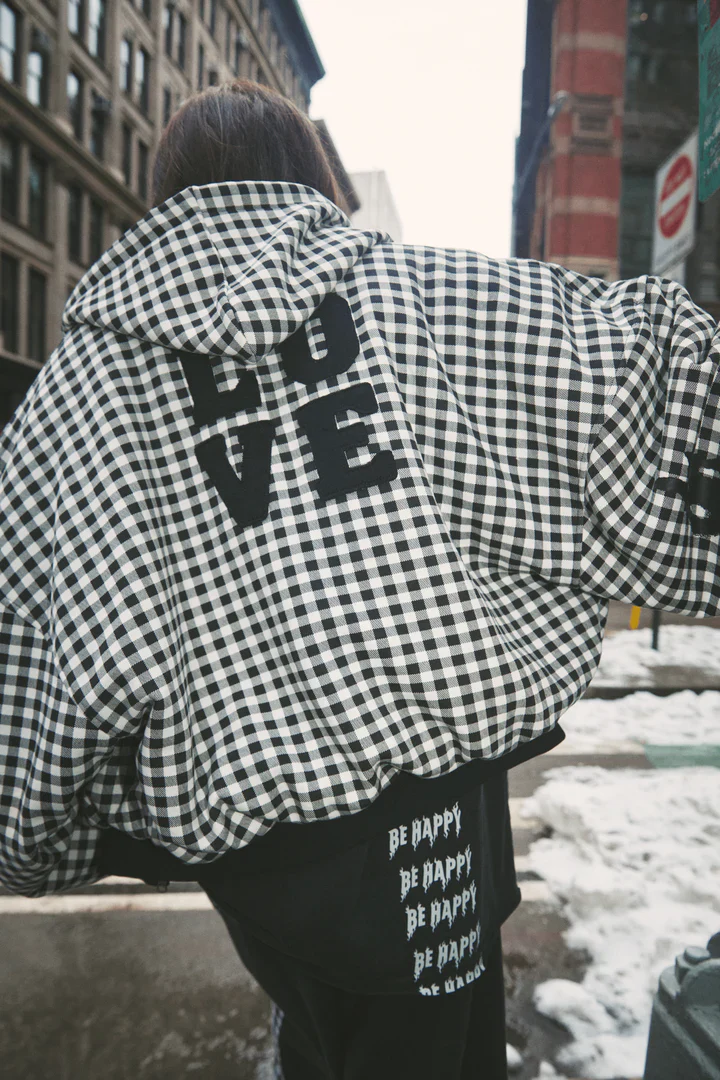 SABBI - THE BE HAPPY GINGHAM PADDED BOMBER 1 - Image 2