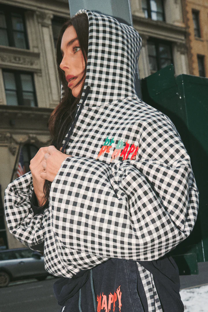 SABBI - THE BE HAPPY GINGHAM PADDED BOMBER 1 - Image 3