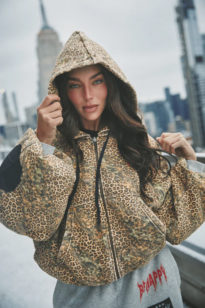 SABBI - THE BE HAPPY LEOPARD PADDED BOMBER 3