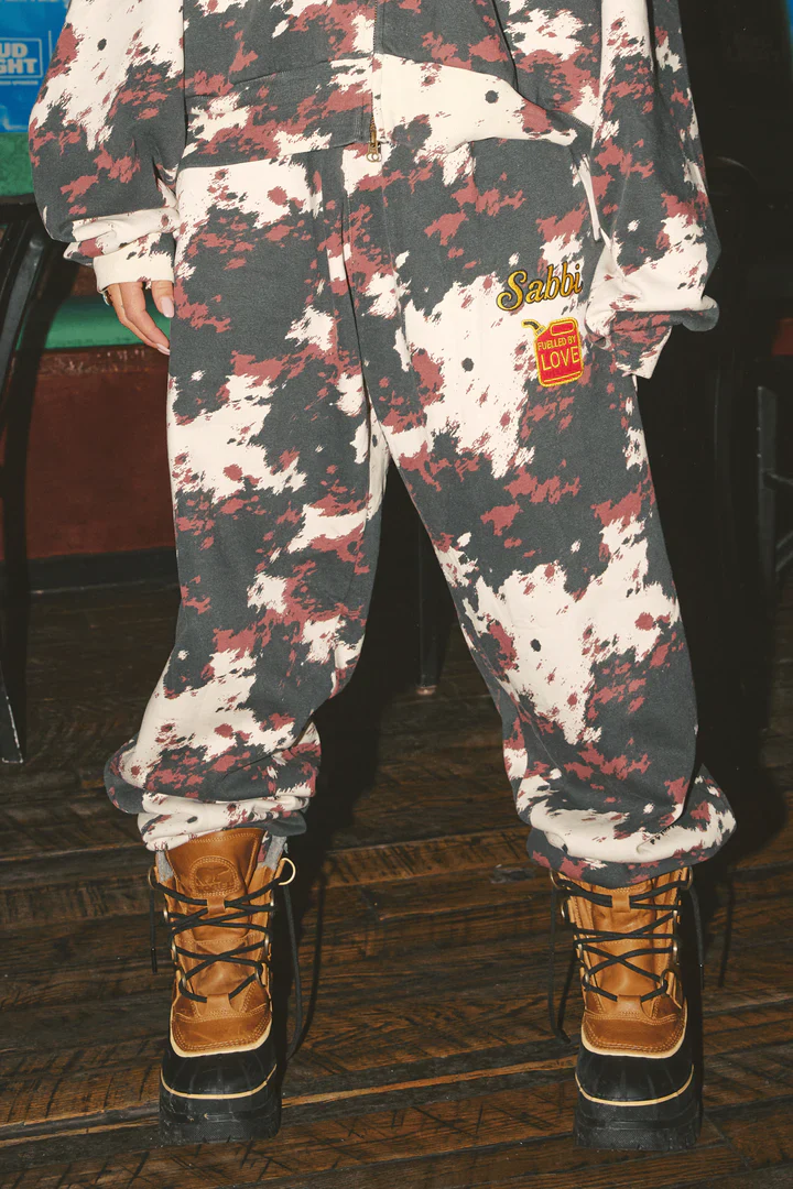 SABBI - THE COW PRINT CUFFED SWEAT PANTS