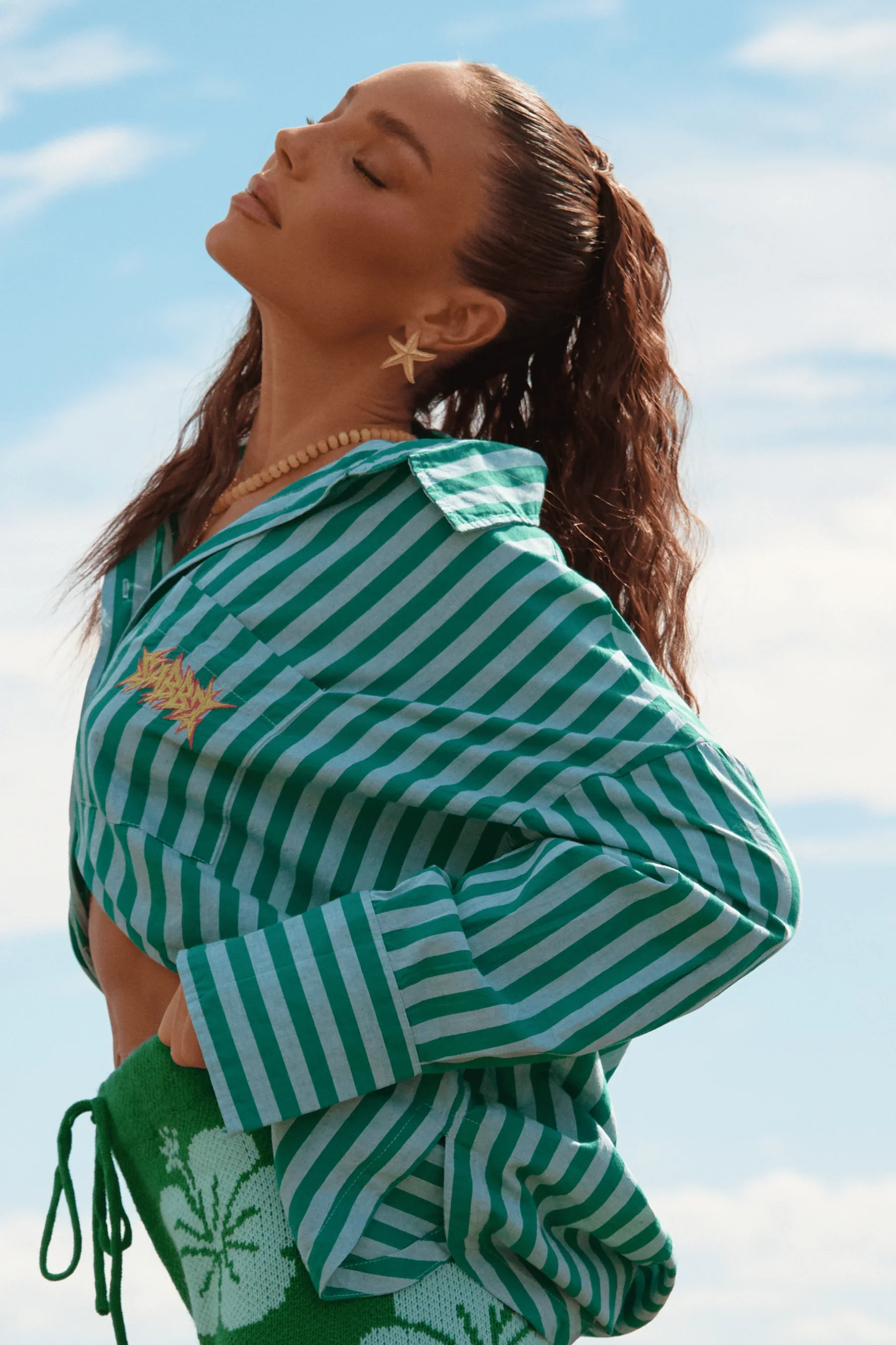 SABBI - THE DON JULIO SEAS THE DAY SHIRT (BLUE / GREEN STRIPE) - Image 3