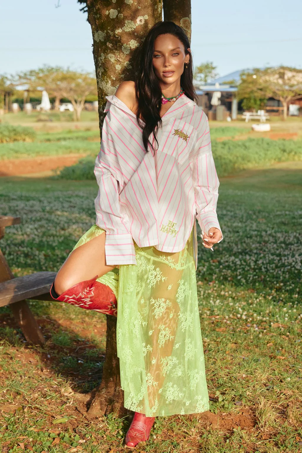 SABBI - THE LACE MAXI SKIRT (CHARTREUSE) - Image 3