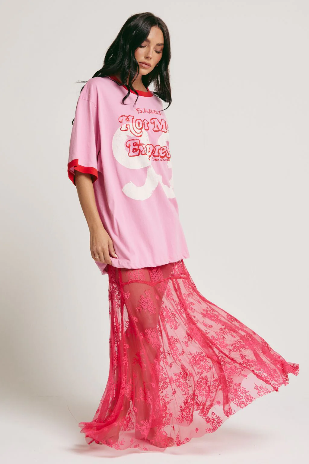 SABBI - THE LACE MAXI SKIRT (PINK) - Image 3