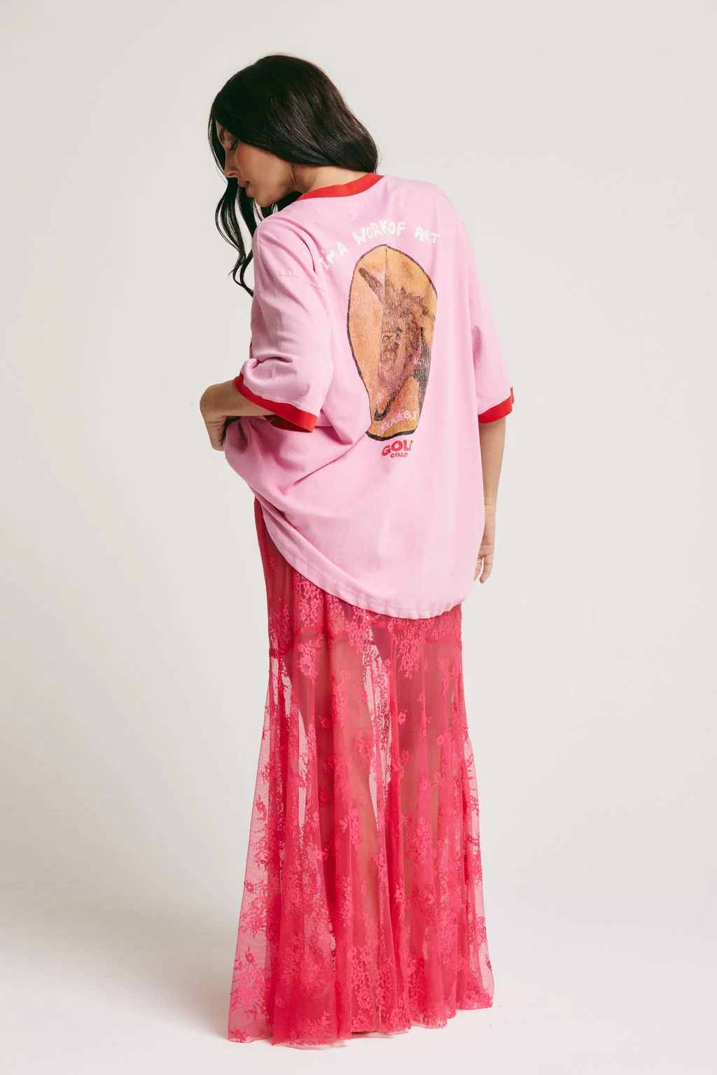 SABBI - THE LACE MAXI SKIRT (PINK) - Image 4