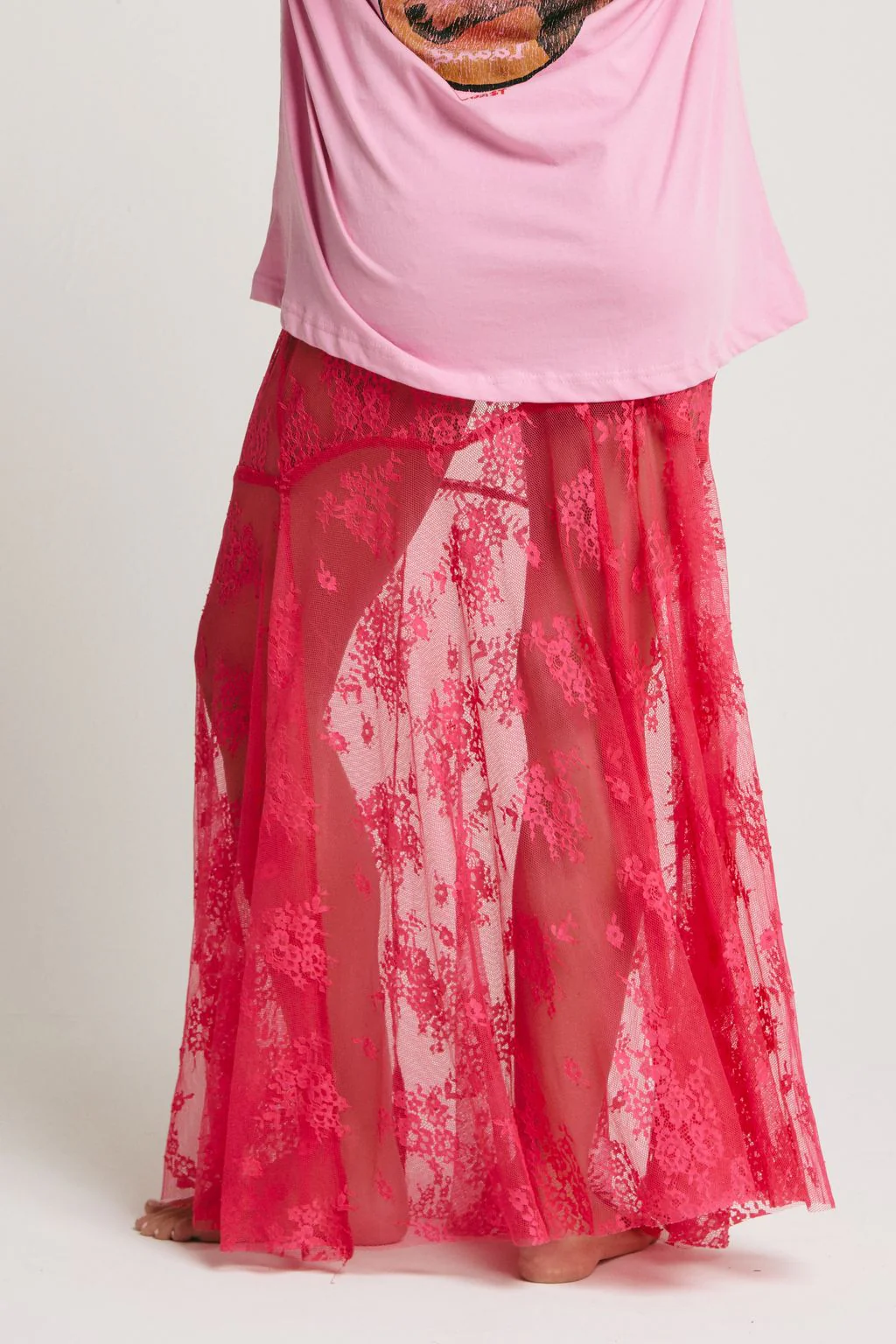 SABBI - THE LACE MAXI SKIRT (PINK) - Image 6