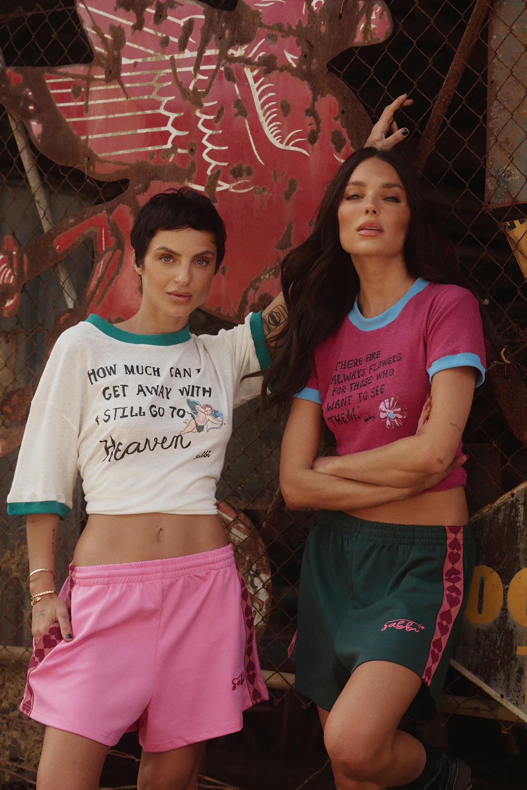 SABBI - THE RAVING HEARTS MINI SHORTS (PINK) - Image 3