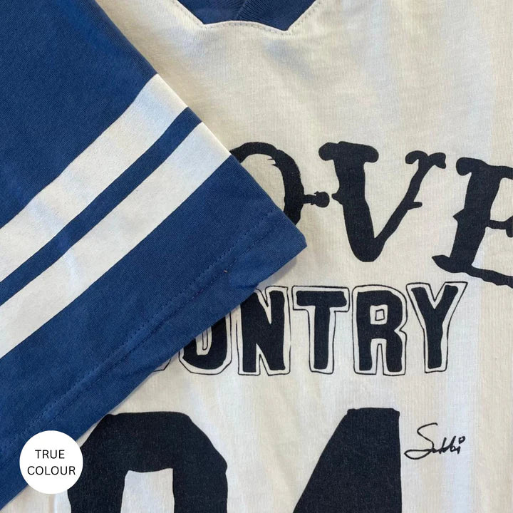 SABBI - THE VERY OVERSIZED COUNTRY MUSIC V NECK TEE (MARSHMALLOW & BLUE) - Image 5