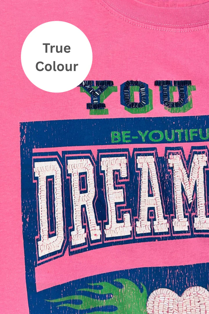 SABBI - THE VERY OVERSIZED DREAM BIG BEADED TEE (PINK) - Image 5