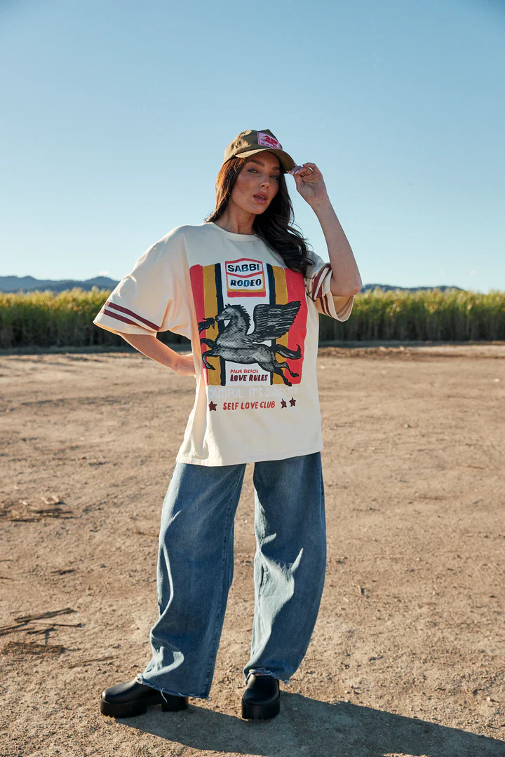 SABBI - THE VERY OVERSIZED SABBI RODEO SELF LOVE CLUB TEE (BEIGE)