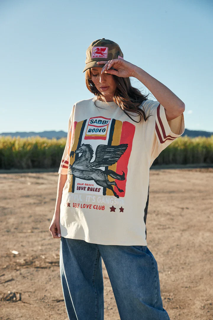 SABBI - THE VERY OVERSIZED SABBI RODEO SELF LOVE CLUB TEE (BEIGE) - Image 3