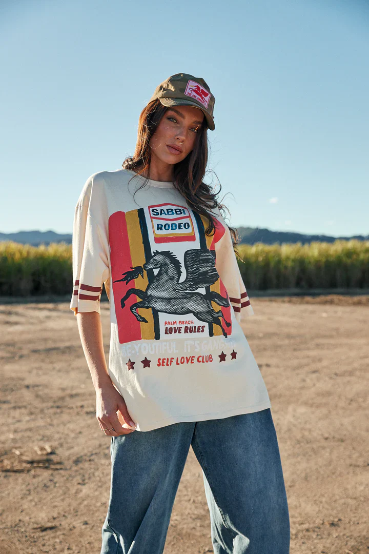 SABBI - THE VERY OVERSIZED SABBI RODEO SELF LOVE CLUB TEE (BEIGE) - Image 4
