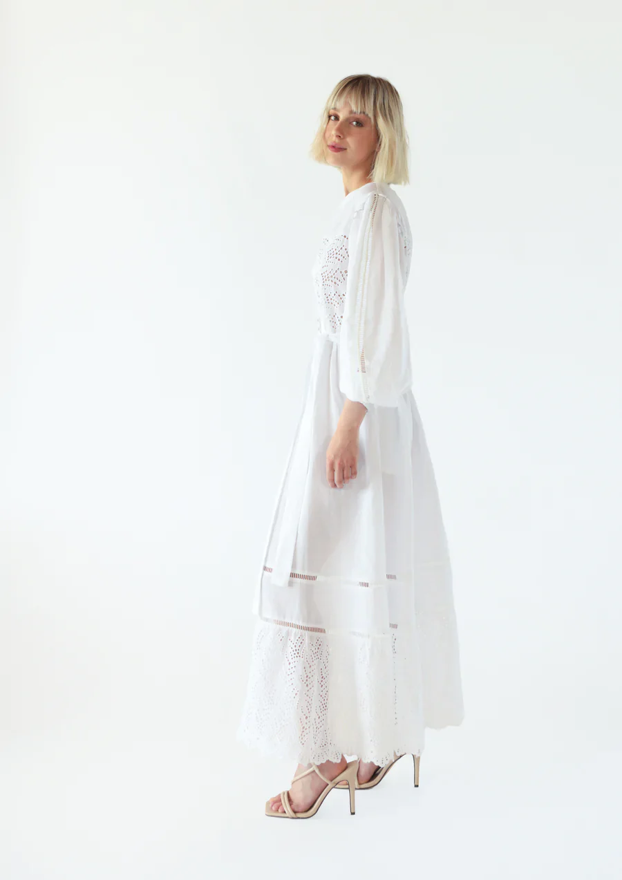 SAINT ARMONT - Bisous Long Sleeve Maxi Dress (Blanche) - Image 3