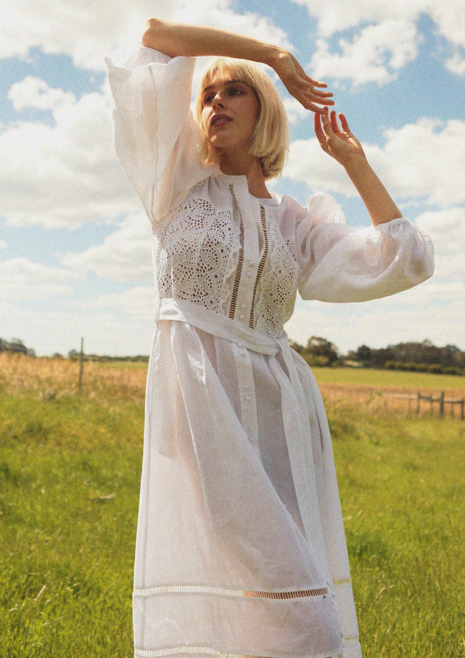SAINT ARMONT - Bisous Long Sleeve Maxi Dress (Blanche) - Image 4