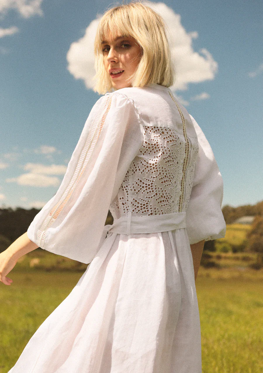 SAINT ARMONT - Bisous Long Sleeve Maxi Dress (Blanche) - Image 5