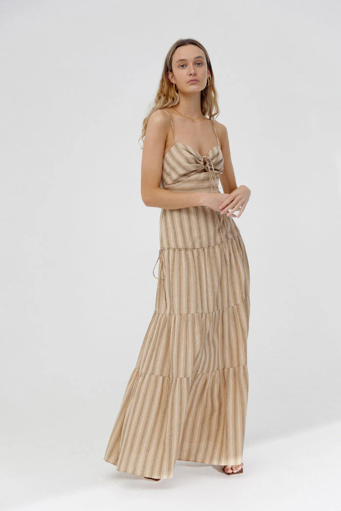 SIGNIFICANT OTHER - Jordan Dress (Almond / Black Stripe)