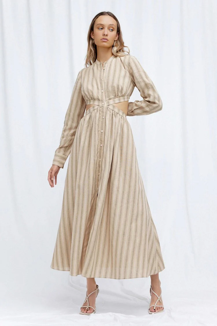 SIGNIFICANT OTHER - Petra Dress (Almond / Black Stripe)
