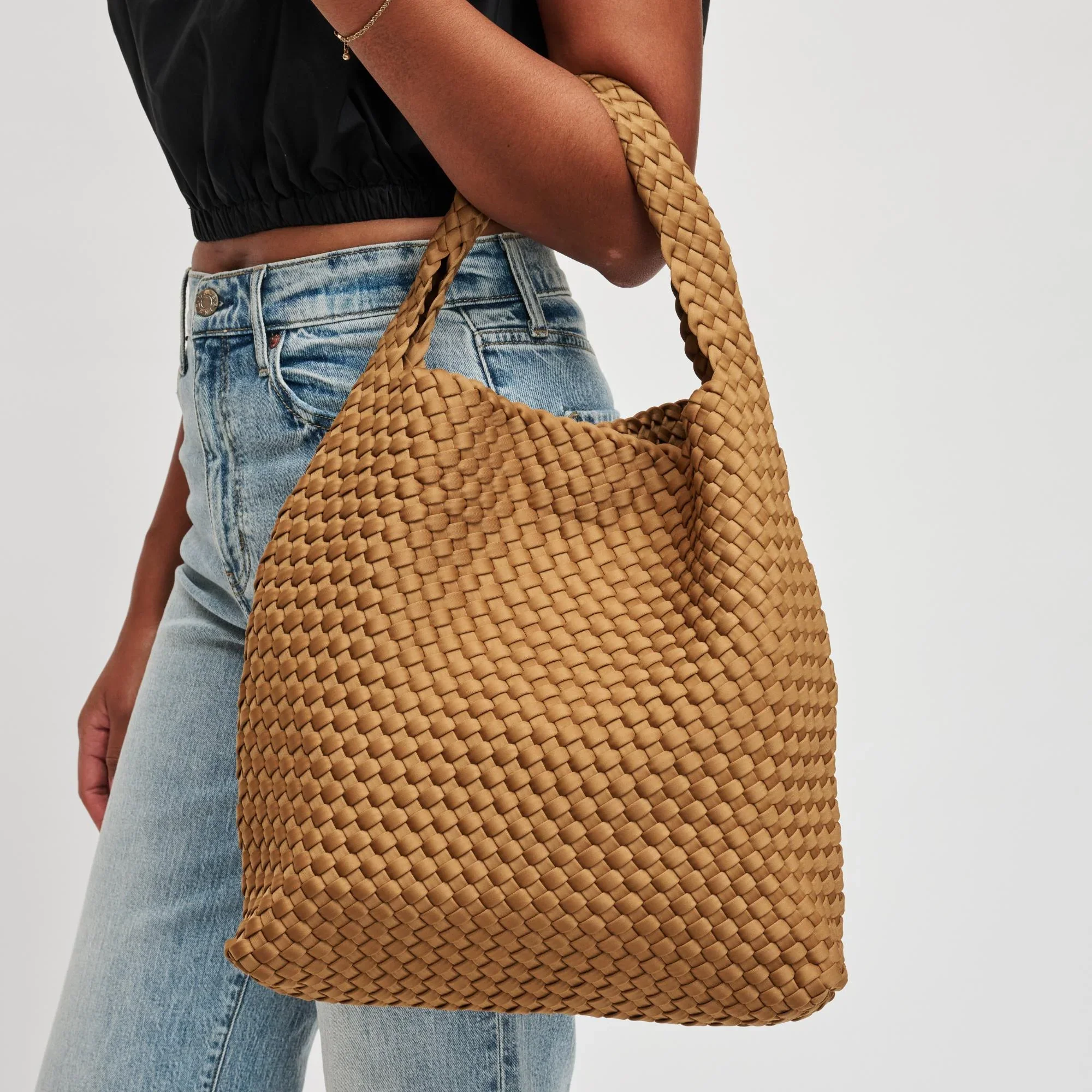 SOL AND SOLENE - CELESTIAL WOVEN NEOPRENE HOBO (SAND) - Image 6