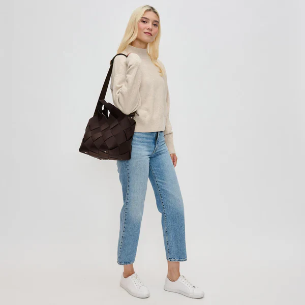SOL AND SOLENE - RESILIENCE WOVEN NEOPRENE TOTE (CHOCOLATE) - Image 3