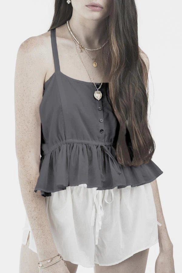 SOLEILUNA - Frill Tie Cami (Smoked Black) - Image 2