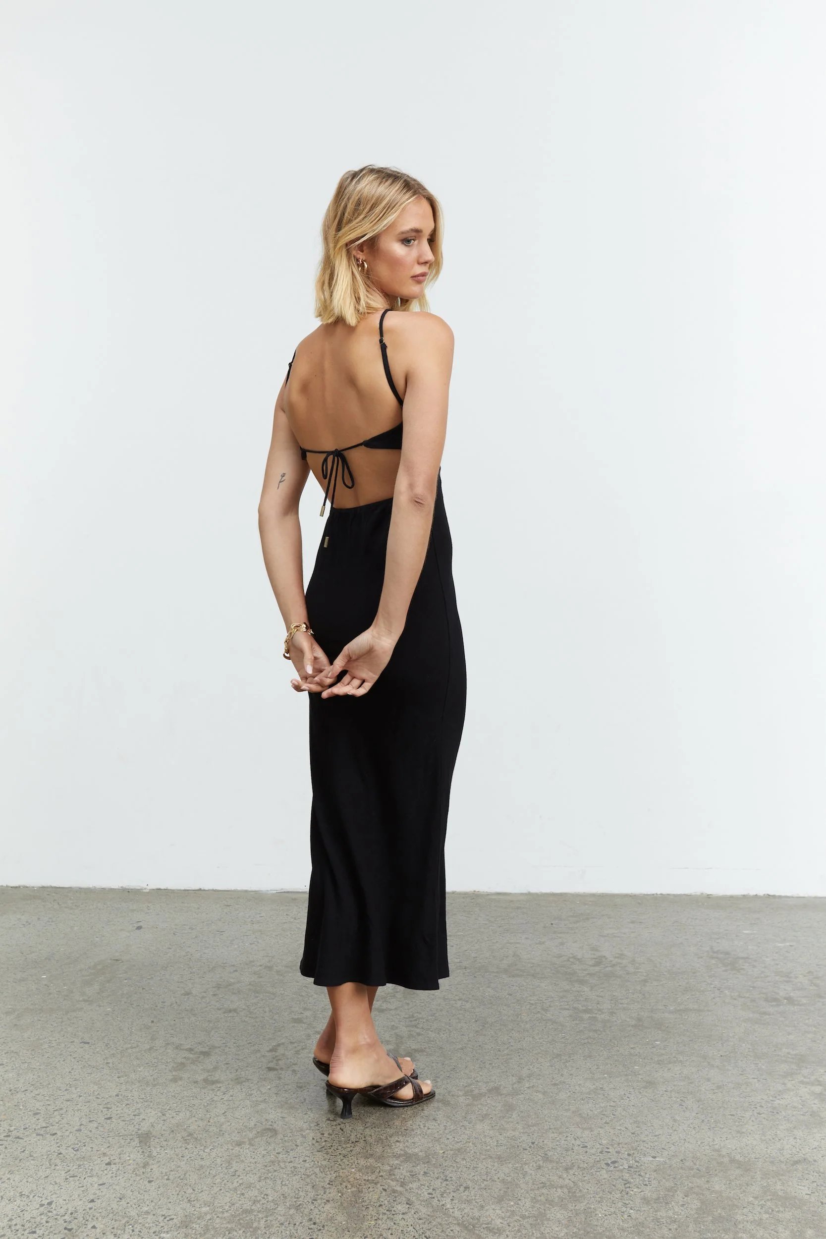 SOVERE / STUDIO - Retold Bias Midi Dress (Black) FINAL SALE - Image 4