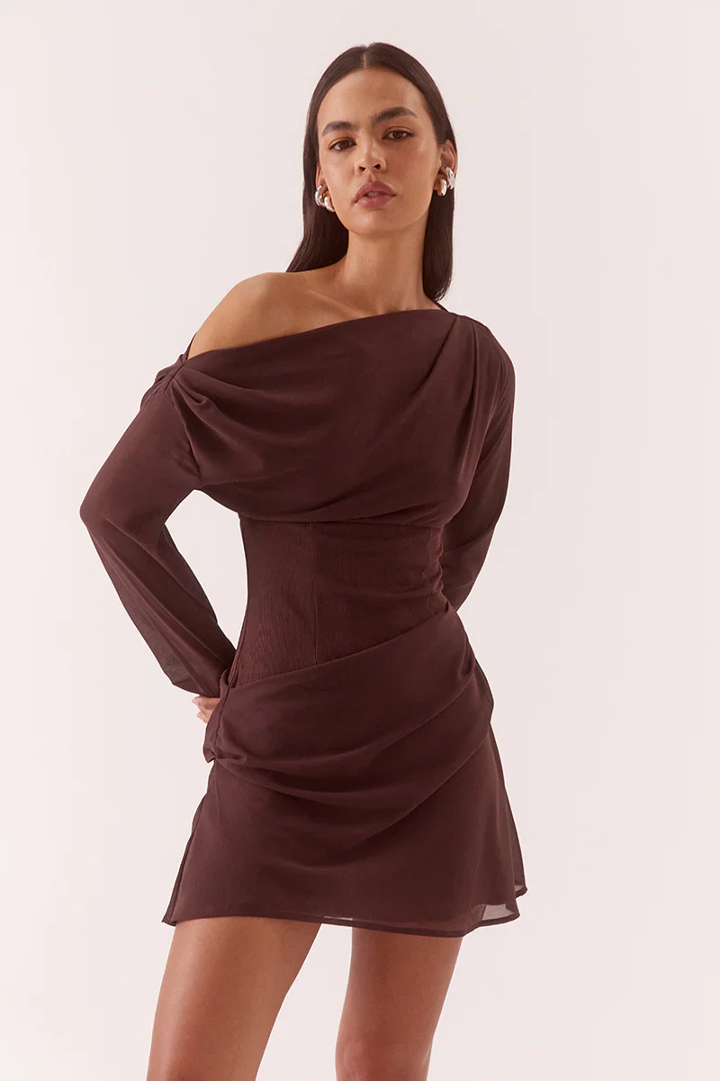 SOVERE STUDIO - ADA LONG SLEEVE MINI (CHOCOLATE)