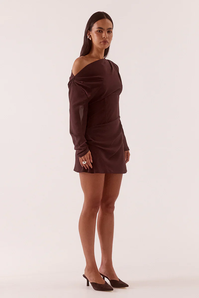 SOVERE STUDIO - ADA LONG SLEEVE MINI (CHOCOLATE) - Image 4