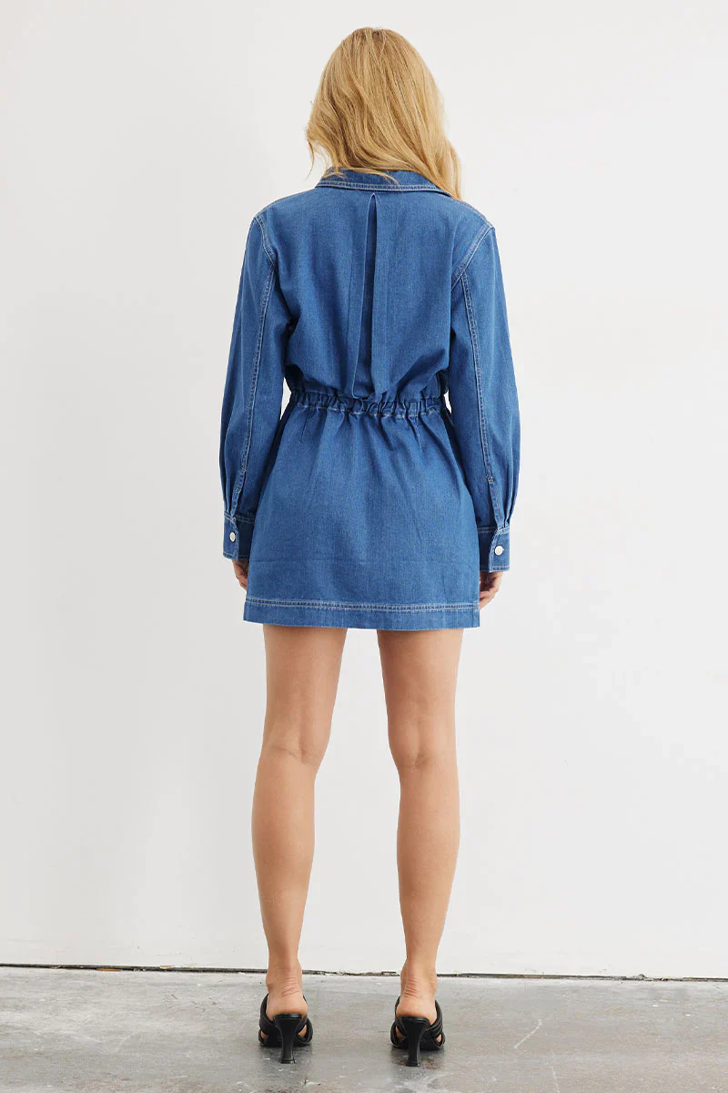 SOVERE / STUDIO - ADVANCE DENIM MINI DRESS (MID BLUE) - Image 4