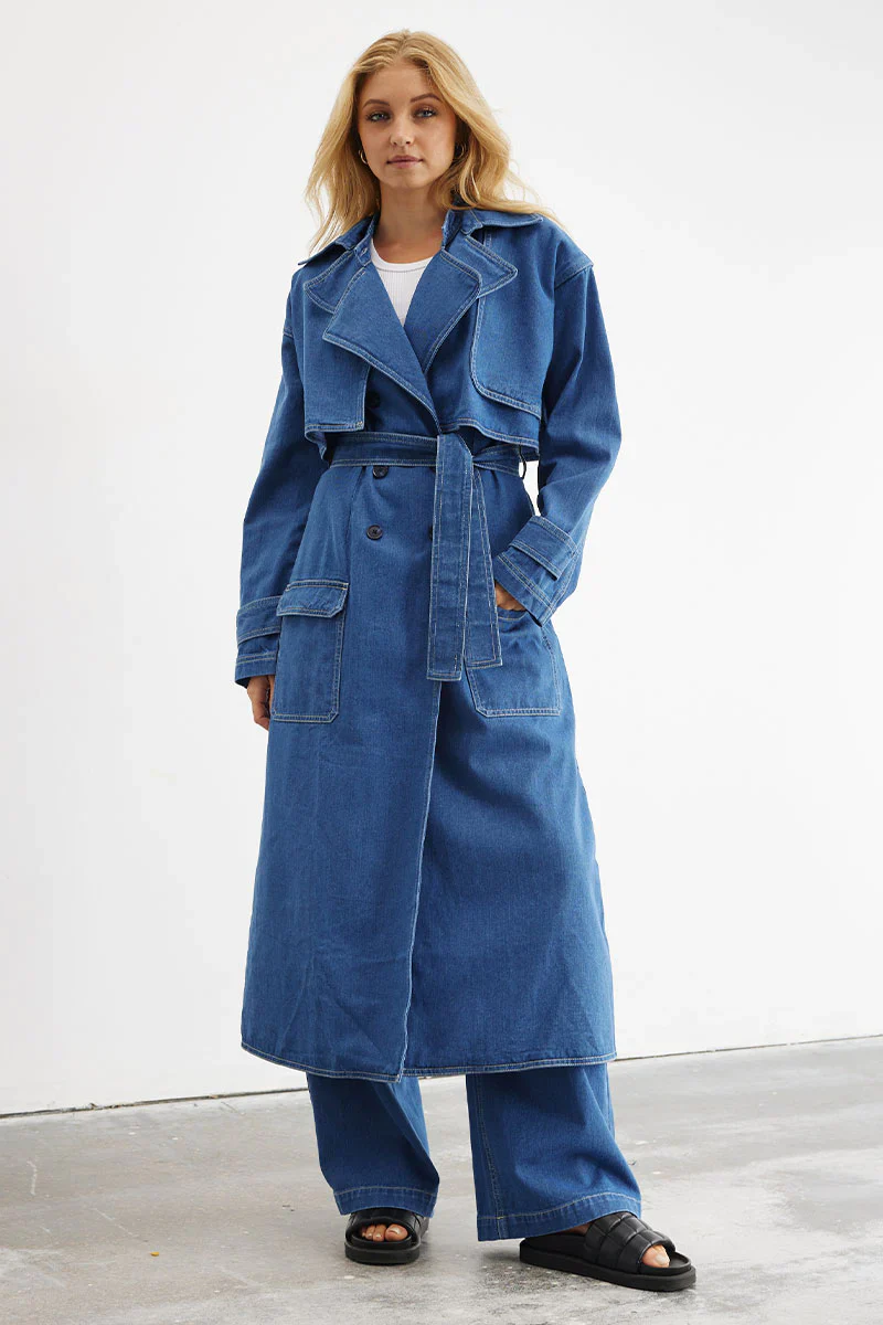 SOVERE / STUDIO - ADVANCE MULTI-WEAR DENIM TRENCH (MID BLUE)