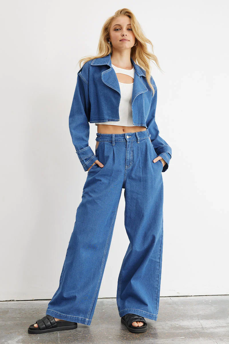 SOVERE / STUDIO - ADVANCE MULTI-WEAR DENIM TRENCH (MID BLUE) - Image 3
