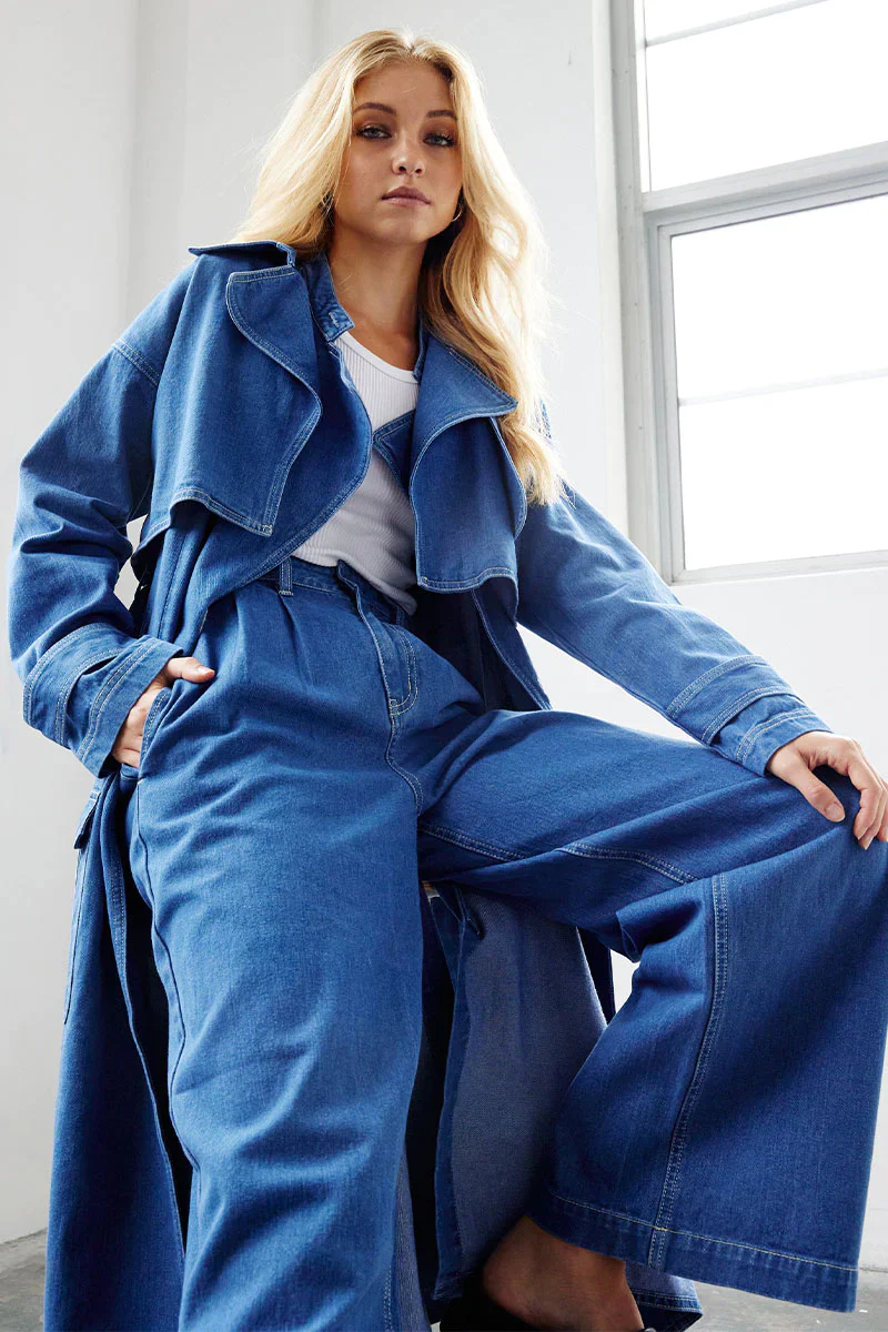 SOVERE / STUDIO - ADVANCE MULTI-WEAR DENIM TRENCH (MID BLUE) - Image 5