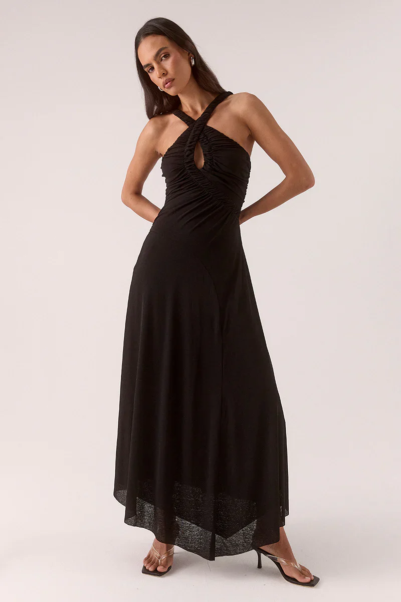 SOVERE STUDIO - ALORA MIDI DRESS (BLACK) - Image 3