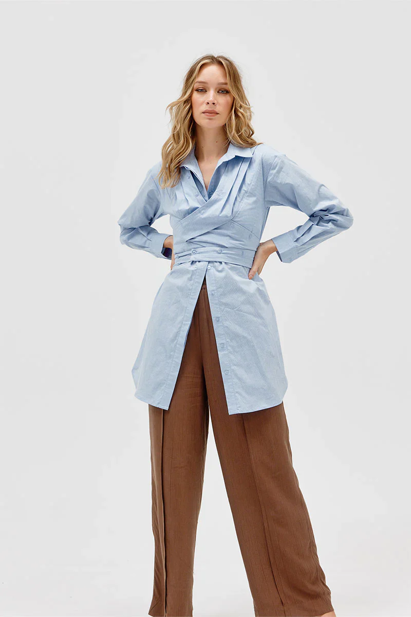 SOVERE / STUDIO - Dixie Wrap Shirt Dress (Blue)