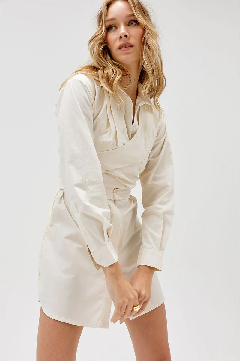 SOVERE / STUDIO - Dixie Wrap Shirt Dress (Sand) - Image 3